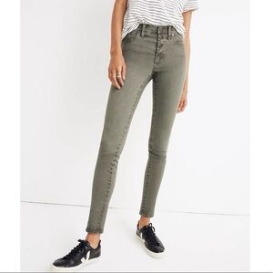 Madewell High Rise Skinny Jeans Button Fly Green Stretch Denim Womens Size 28P